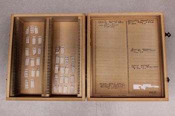 Media type: image; Special Collections 3046 documents cataloged_item 3044 documents cataloged_item 3045   documents cataloged_item 3043 Description: Digital photo of Northcutt box to document exterior and interior text.;